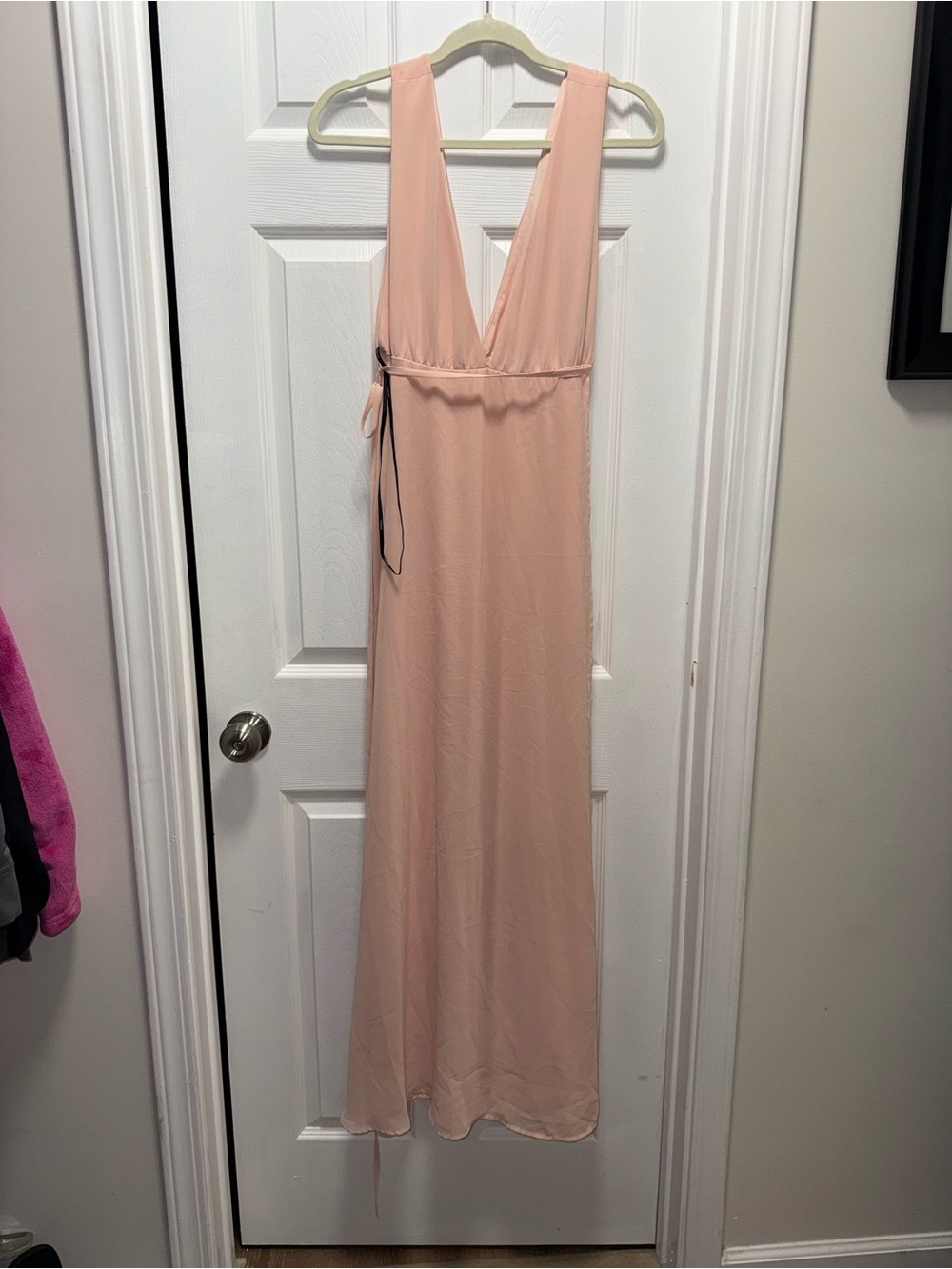 Forever 21 Blush Pink Deep V Maxi Dress with Side Tie